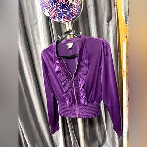Champion for Women Celine Purple Ruffled Gymnastics sweat top